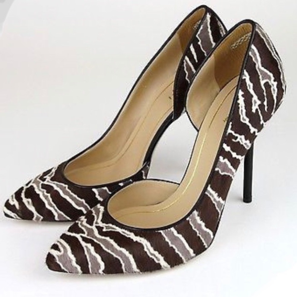Gucci Brown and Cream Zebra-Print Pointed-Toe Stilettos - Picture 3 of 16